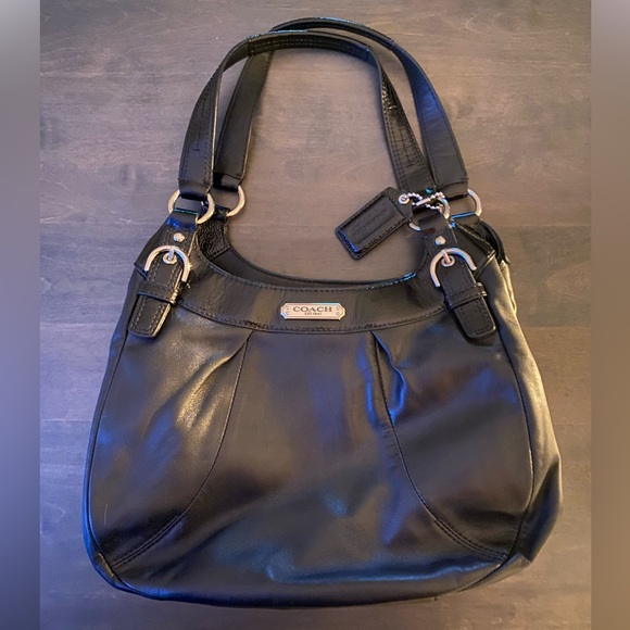 Coach Handbags - Coach Midnight Black Leather Shoulder Bag